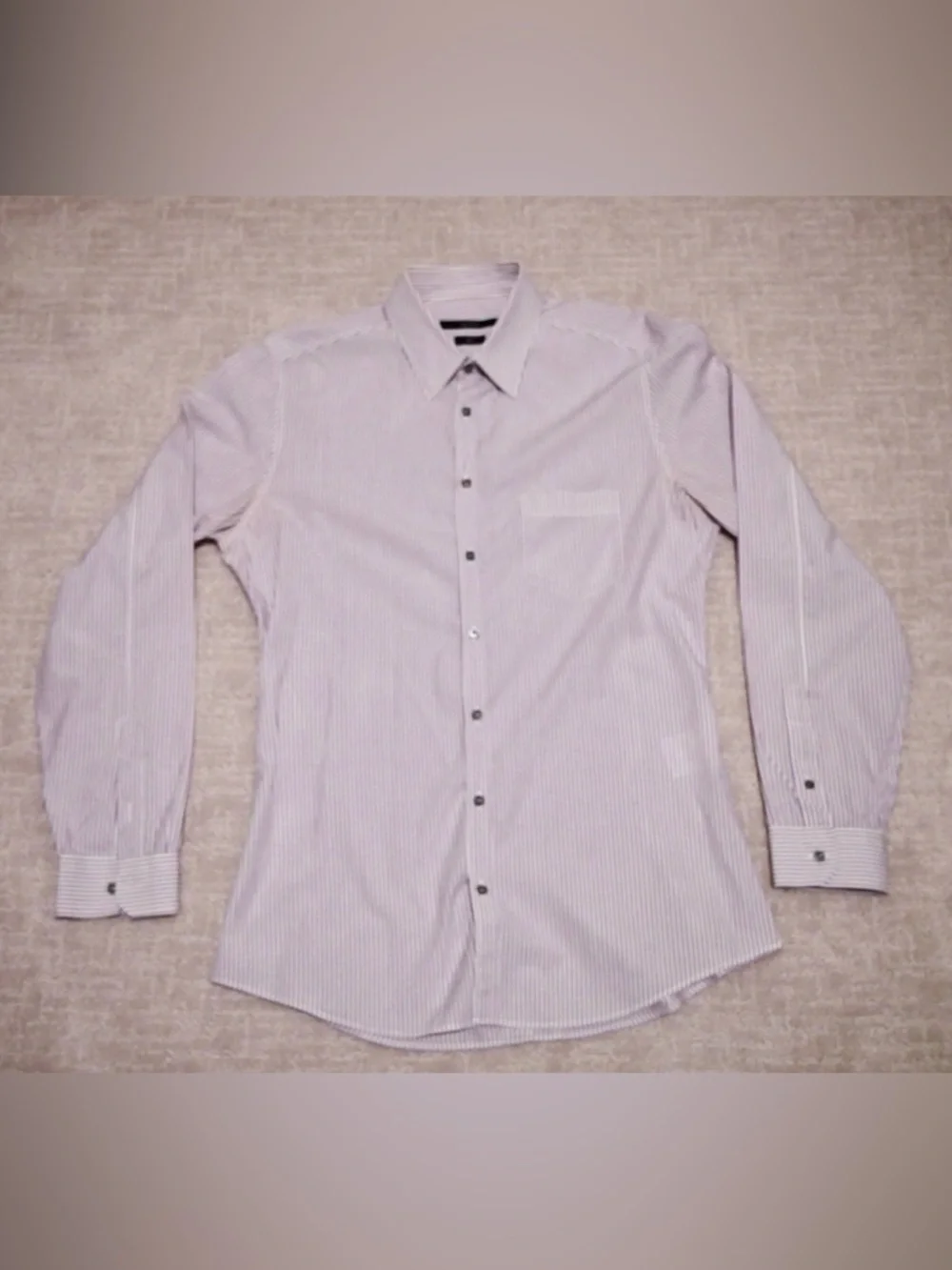 Gucci Mens Slim Fit Striped Dress Shirt Purple White Size 41 16 Made in Italy